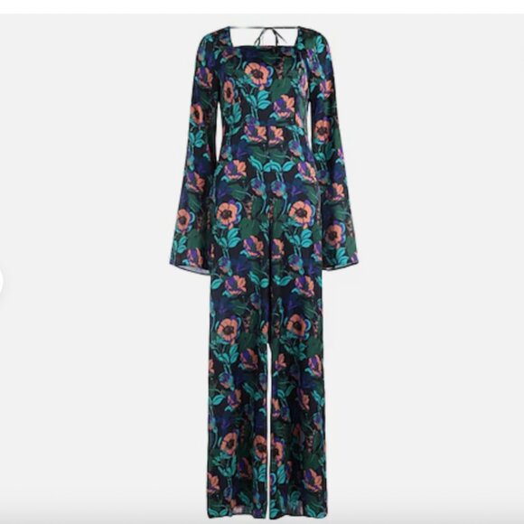 NWT Topshop Floral Wide Leg Silky Jumpsuit US Size 4 - Picture 1 of 8